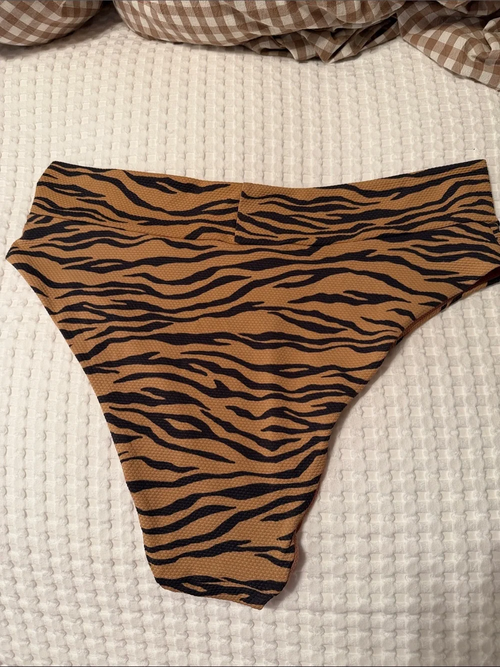 aerie Tiger Stripe High-Waist Bikini Bottom - Tan & Black